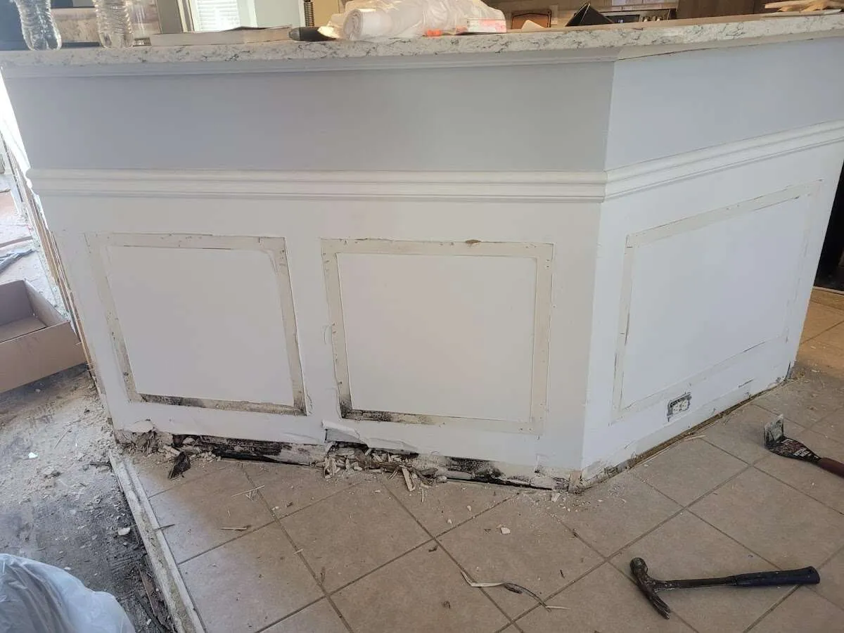 Water damage and mold on kitchen during Storm Damage Restoration in Ridgecrest